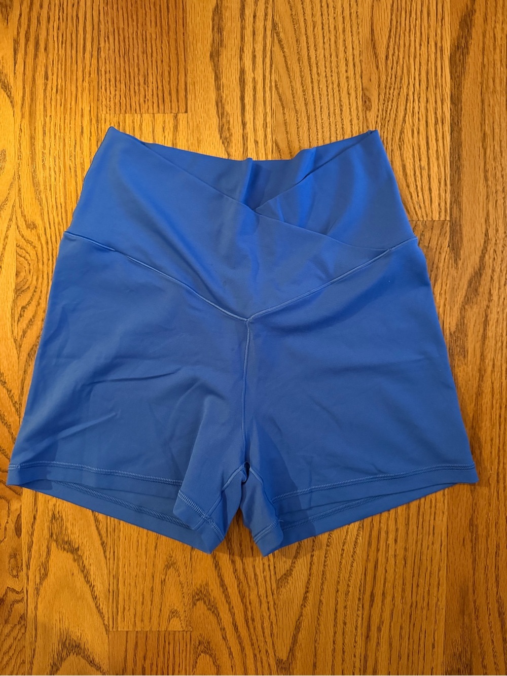 aerie High-Waist Crossover Shorts — Blue
